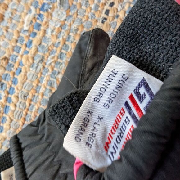 Gordini Thinsulate Youth XL Black Pink Elastic Wrist Gloves Mittens - Picture 3 of 4